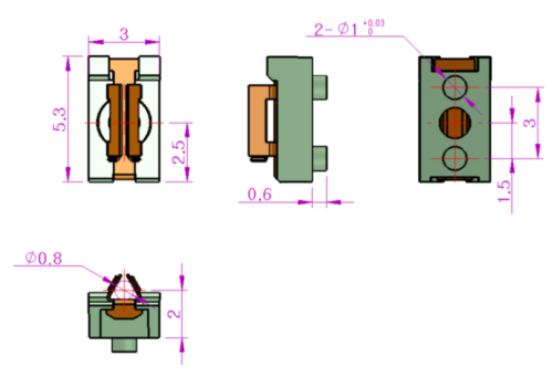 Mobile Part for Piezo Linear Motors with Shaft Ø0.8mm (PZM-S-308S) - Image 4